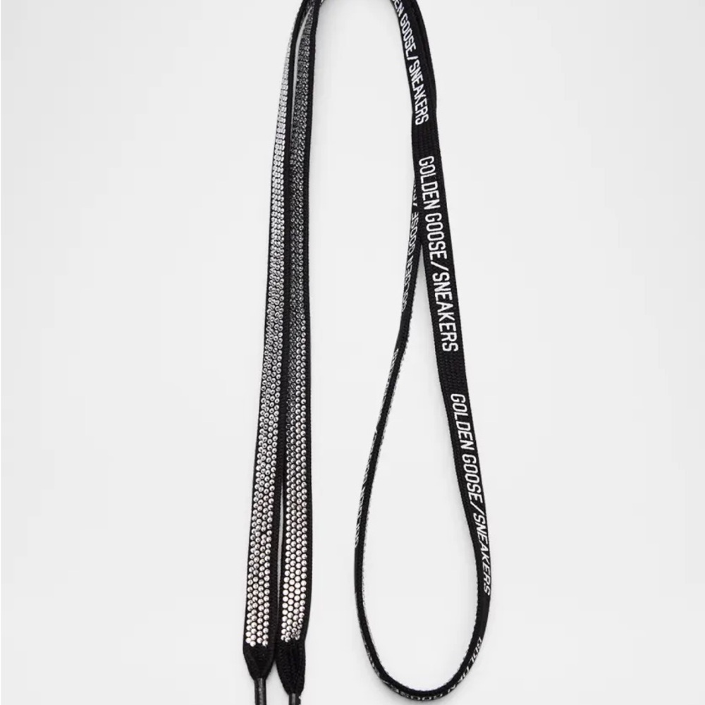 Golden Goose Black / White / Silver Cotton Crystal Logo Lace Kit